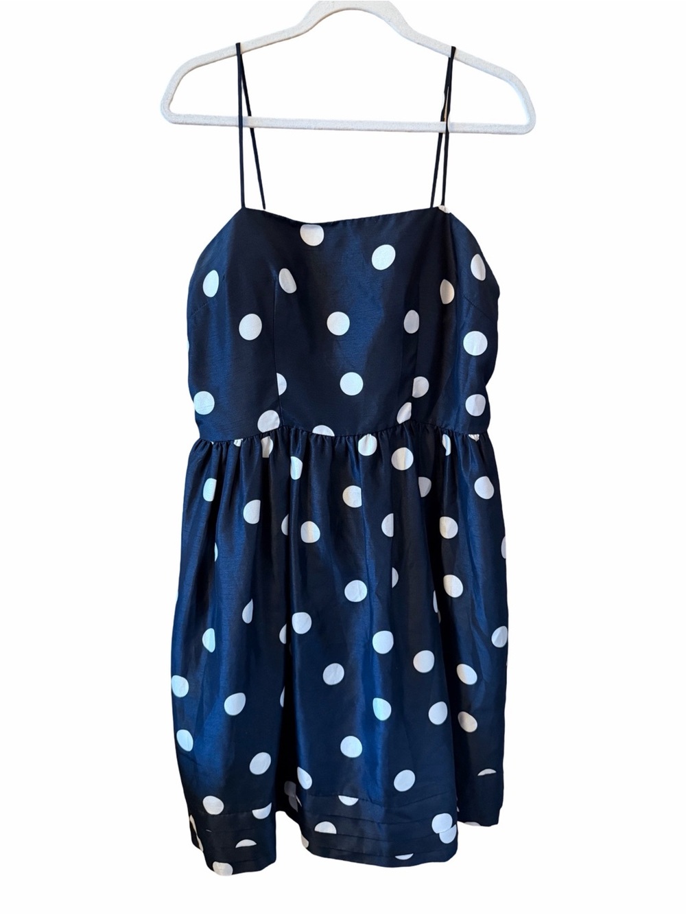 Jessica Howard Navy and White Polka Dot Spaghetti Strap Dress